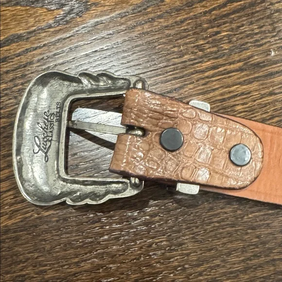 Luchesse Classic Croccodile belt size 44 silver buckle cowboy - Picture 3 of 12